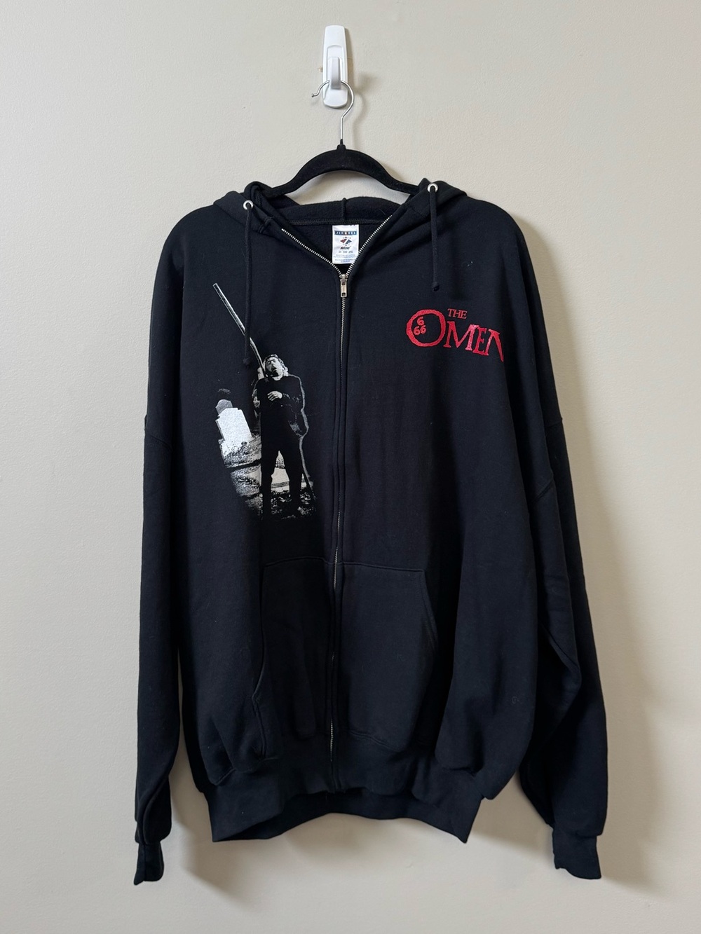The Omen horror movie graphic full zip up men’s black hoodie - 3XL 💜